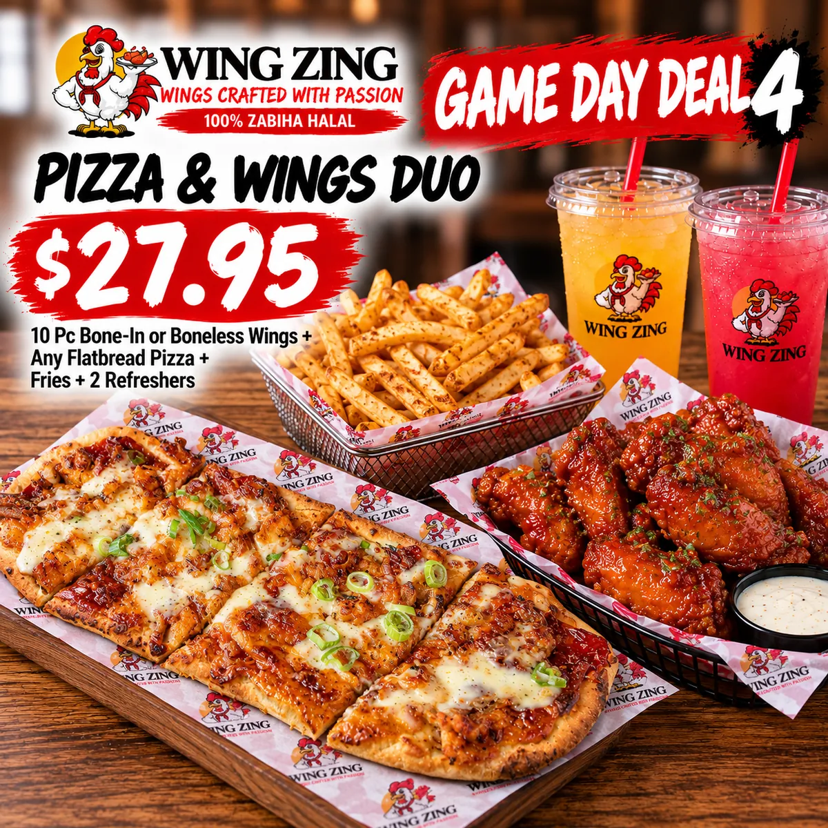 Wing Zing Game Day Bundle #4: The Pizza & Wings Play