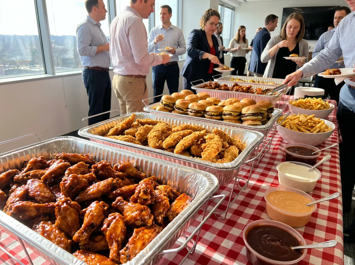 Wing Zing Zabiha Halal catering platters of wings, tenders and smash burgers